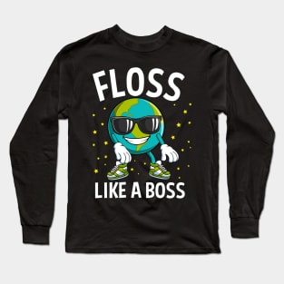 Floss Like A Boss Earth Day Gift For Boys Kids Long Sleeve T-Shirt